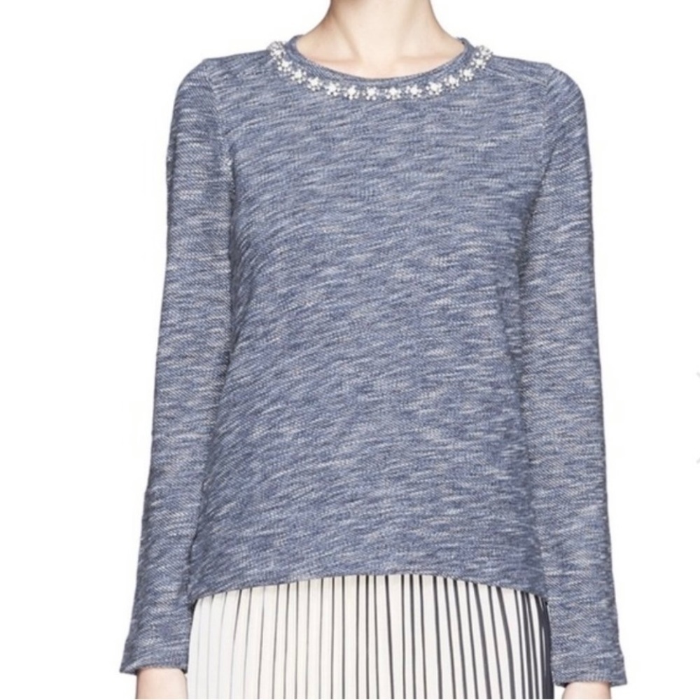 J. Crew Jewel Neck Navy Sweater